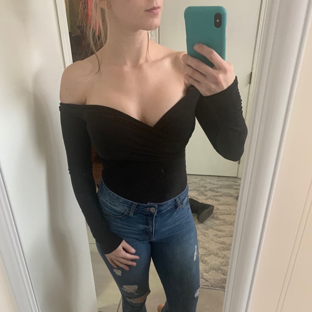 Off-the-Shoulder Long Sleeve Bodysuit